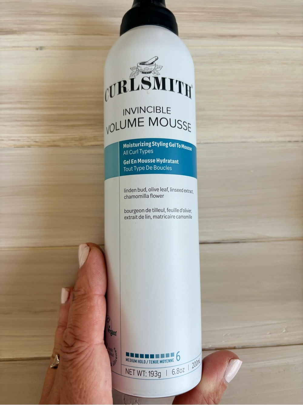 Curlsmith Invincible Volume Mousse - White Bottle (Blue Accent)